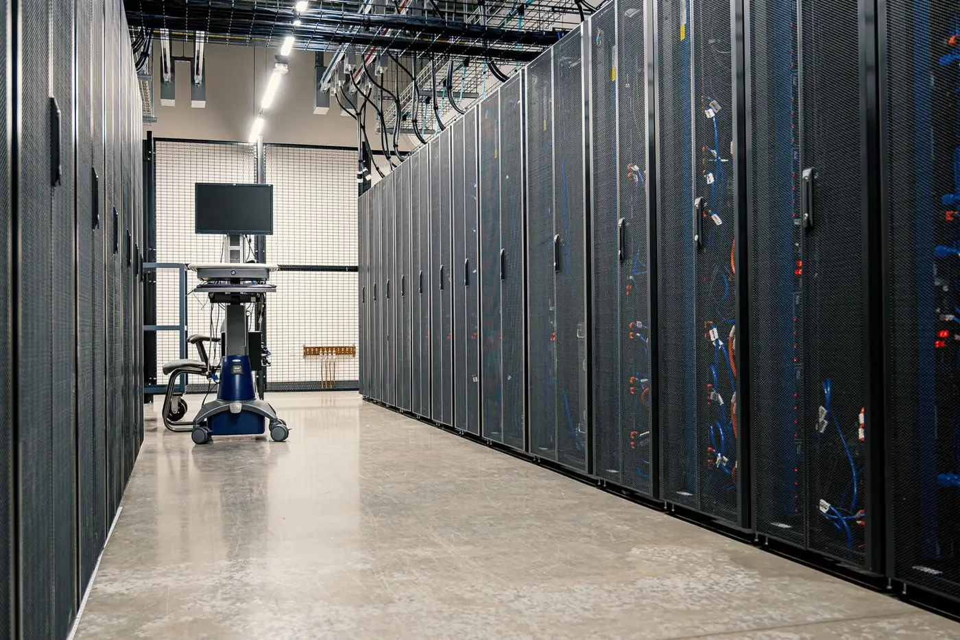 Rows of servers in a data centre